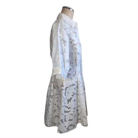 Club Monaco White Floral Lace Shirt Dress Size 4 Sheer Overlay Fit & Flare NEW - Picture 9 of 16